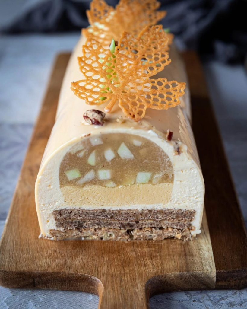 découpe bûche pomme, érable et pécan