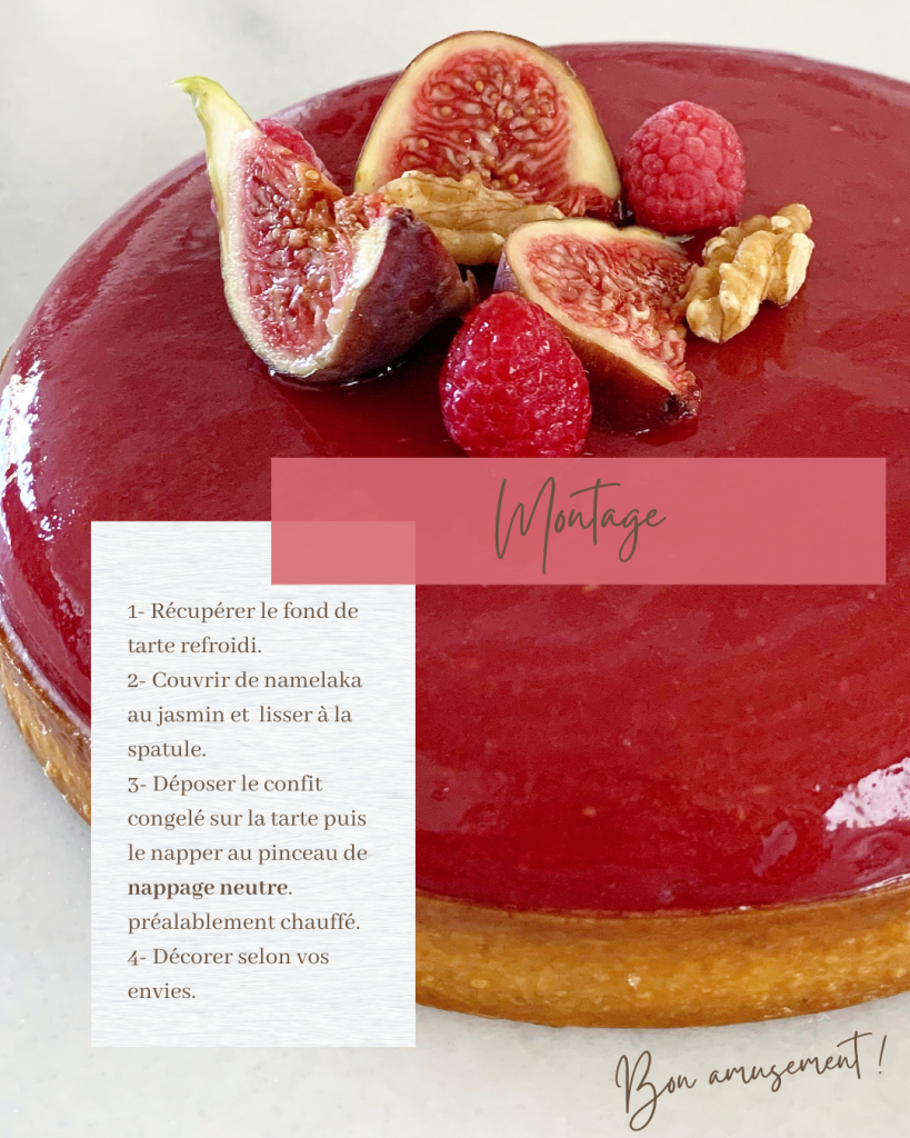 montage de la tarte figue framboise et jasmin
