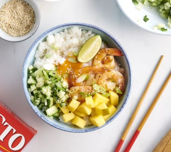 pokebowl scampis et mangue